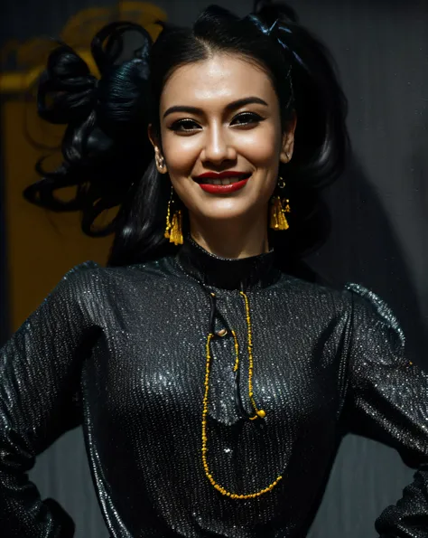 day scene, close up photo of an indan from top view, posing under rain,black long hair, wearing yellow black tshirt and jeans,ho...