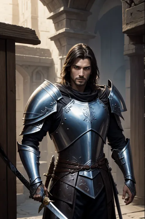 Alafed image of a man in armor with a sword, Super handsome,Paladin,William H.. Pongilppi, Arsen Lupin as Paladin, wojtek fus, andreas rocha and john howe, ArtGerm Craig Mullins, ArtgermとCraig Mullins, Fantasy warriors in full armor, Attractive man in armo...