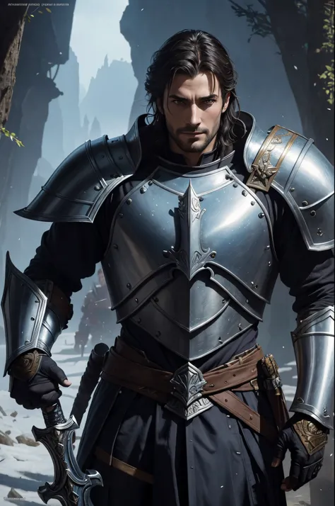 Alafed image of a man in armor with a sword, Super handsome,Paladin,William H.. Pongilppi, Arsen Lupin as Paladin, wojtek fus, andreas rocha and john howe, ArtGerm Craig Mullins, ArtgermとCraig Mullins, Fantasy warriors in full armor, Attractive man in armo...