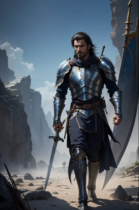 8K,Arafed image of a man in armor holding a holy sword, Super handsome,Paladin,William H.. Pongilppi, Arsen Lupin as Paladin, wojtek fus, andreas rocha and john howe, ArtGerm Craig Mullins, ArtgermとCraig Mullins, Fantasy warriors in full armor, Attractive ...