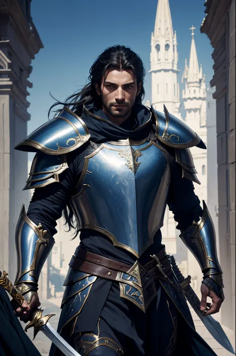 8K,1 male,Araphed image of a man wearing luxurious armor holding a holy sword, Super handsome,Paladin,William H.. Pongilppi, Arsen Lupin as Paladin, wojtek fus, andreas rocha and john howe, ArtGerm Craig Mullins, ArtgermとCraig Mullins, Full armor fantasy h...