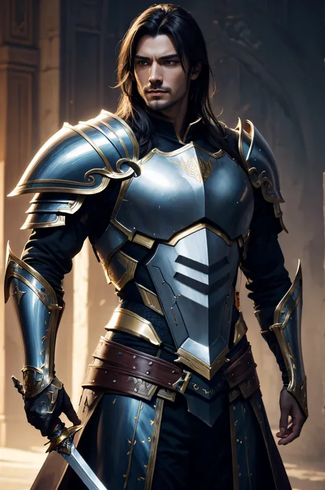 8K,Black and Golden Armor,超A high resolution,realistic metal shine,