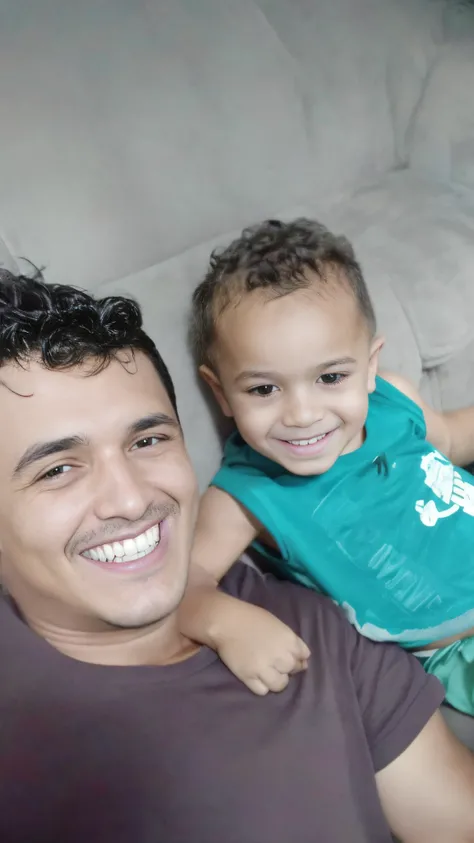 there is a man and a child laying on a couch, caio santos, with a kid, mateus 9 5, edu souza, icaro carvalho, ronaldo nazario fenomeno, by Nándor Katona, ronaldo luis nazario da lima, david rios ferreira, carmelo blandino, dan dos santos, ronaldo nazario