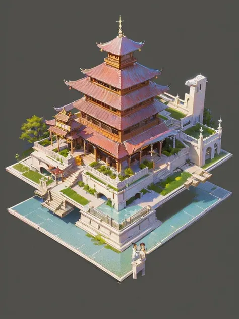 (isometric:1.5), (masterpiece, top quality, best quality, official art, beautiful and aesthetic:1.2),(16k, best quality, masterpiece:1.2),architecture, [:(black background:1.5):30],, east asian architecture, (simple background:1.5), scenery, no humans, sta...