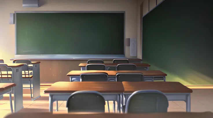 there are many chairs in the classroom with a chalk board, classroom background, school classroom, photo of a classroom, in a classroom, classroom in background, classroom, sitting in the classroom, in a school classroom, typical anime classroom, blackboar...