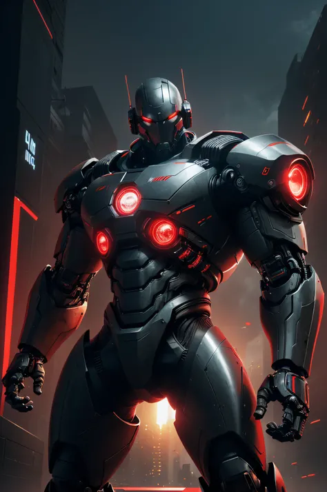 (big,cybernetic:1.2),(man,character:1.1),(giant,cyborg:1.1),(video game universe),(dark,red:1.1),illustration,high-res,ultra-detailed,sci-fi,concept art,sleek design,intense action,red and black color scheme,vivid lighting