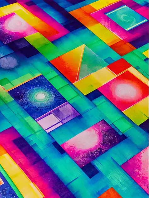 Digitale Kunst, von IrinaKapi. neonleuchtendes paradoxes Psychedelikum, magische multiversale Verzerrungen, optical illusion, swirling Hypercubes, Meisterwerk, sexy, lustfull, watercolor painting