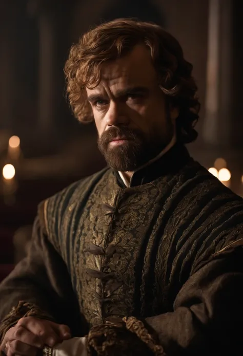 The image is of Tyrion at the theater, watching a gripping performance with a sly smile.,Game of Thrones TV series,Tyrion Lannister, a prominent character from “Game of Thrones,” is distinctive for his short stature due to dwarfism, but he more than compen...