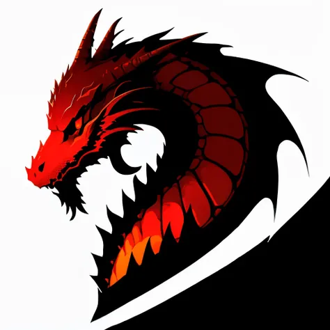 Silouette dragon head vector red