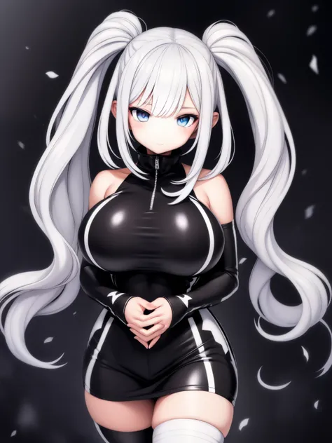 big breasts beautiful， young woman， in the crystal and ice zone， drifting snow， white hours， gradient hair， white hair， white ha...