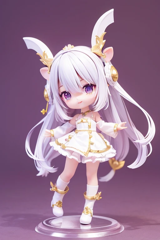 (Same character, front, side, back), (full body); 3d; cute; 3d toy art; toy art; anime style; glitter; horoscope sign Capricornus; Goat details; ♑ symbol