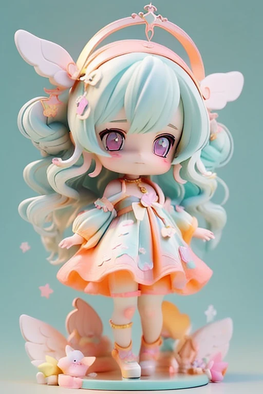 (Same character, front, side, back), (full body); 3d; cute; 3d toy art; toy art; anime style; glitter; horoscope sign Virgo; Virgin details; ♍ symbol