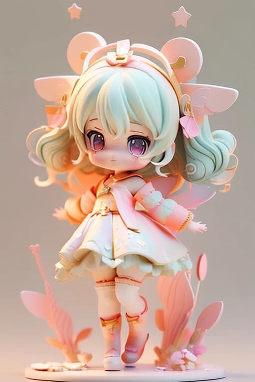 (Same character, front, side, back), (full body); 3d; cute; 3d toy art; toy art; anime style; glitter; horoscope sign Sagittarius; Archer details; ♐ symbol