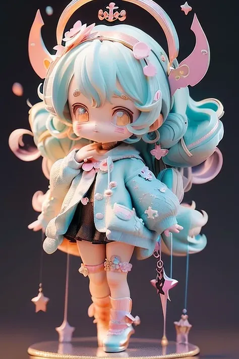 (Same character, front, side, back), (full body); 3d; cute; 3d toy art; toy art; anime style; glitter; horoscope sign Libra; Balance details; ♎ symbol