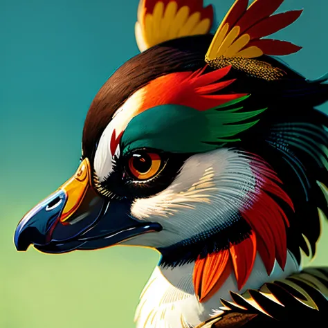 Cartoon drawing of front profile of mandarin duck