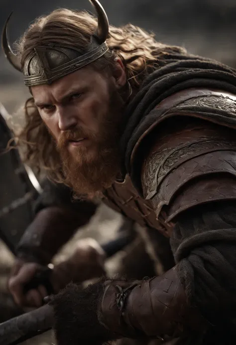 Envision a riveting scene of a battle-hardened viking charging fearlessly into the fray, covered in scars and dirt. Dive into micro-details to create a photorealistic depiction using Octane Render, capturing the intensity and realism of the moment.

Zoom i...