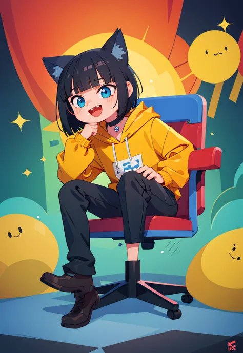 best quality, masterpiece, highly detailed, kawaii,
BREAK (short boy:1.3), 1boy, solo, (short hair, straight hair, black hair, blunt bangs, azure eyes:1.3), (wolf ears), choker, fangs, blush, (realistic:0.8), (sitting in chair, holding a gaming control.)
(...