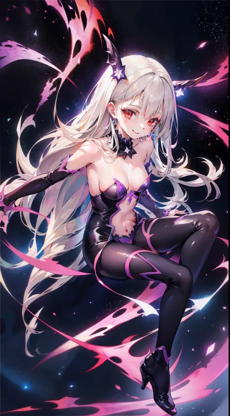 A smile　silber hair　long　Full body suit　Attractions　succubi　Play with your feet