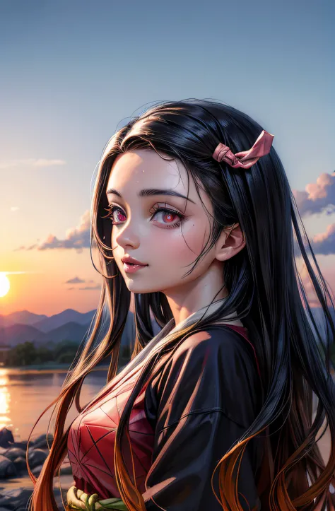 (Ultra Real), (Illustration), (High Resolution), (8K), (Very Detailed), (Best Illustration), (Beautiful Detailed Eyes), (Best Quality), (Ultra Detailed), (Masterpiece), (Wallpaper), (Detailed Face),Red Eyes, Night Up Upper Body, Ice Cream,Long Hair,Solo,Si...