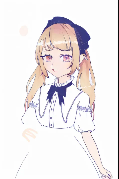 Wearing a white dress、anime girl wearing black bow, loli in dress, small curvaceous loli, small loli girl, An anime girl, change, style of anime, Anime cute art style, anime girl in a maid costume, Portrait of an anime girl, Cute Anime Girls, up of young a...