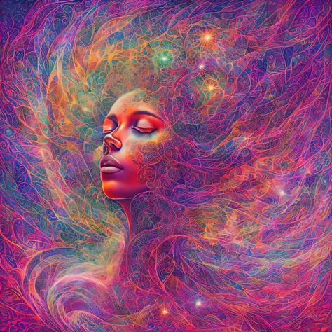 Plunge into the ether that flows with the eternal soul through the vibrations of love, Everything is connected, Flowing energy, spiritual, divine, Dreams, cosmic, concept-art, Blowing the Mind, Female beauty, god, Pineal gland, dreamlikeart