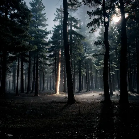 Dark Mystery Forest, Dark temper, foggy, glossy, moon