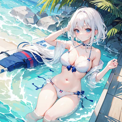 white  hair、swim wears