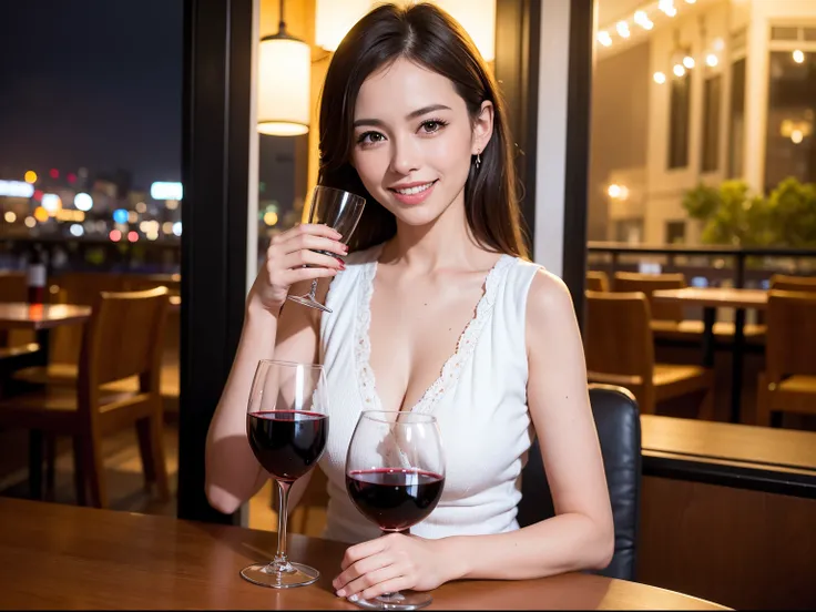 (64K, UHD, top quality, masterpiece: 1.2), (realistic, photorealistic: 1.37), super detailed, pretty woman 1 person, (slim face), (slim body), (brown hair), (short cut), cheeks slightly blushing, (35 years old), 38 years old, solo, beautiful detailed urban...