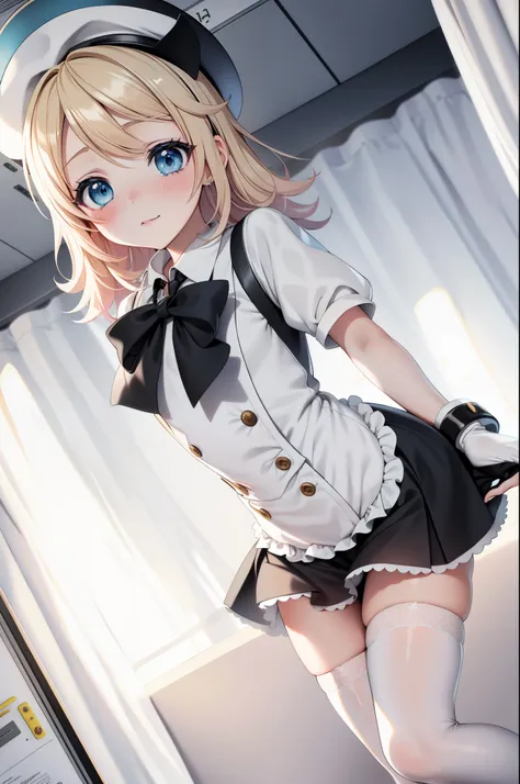 kagamine rin , 1girl, traje de enfermera, gorra de enfermera, desgaste blanco, ((legwear blanco, zettai ryouiki)), guantes blanc...