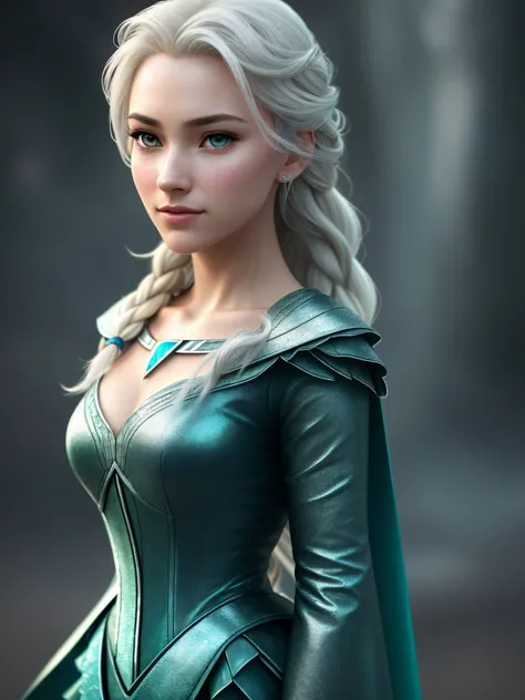 Highly detailed CG Unity 8k wallpaper, Style shooting, Complex, high detal, dramatics, Highest quality movie stills, The is very detailed, tmasterpiece, Best quality at best, character  design, Elsa, 《frozzen》Elsa in, (( Dark style)), realistic superdetail...