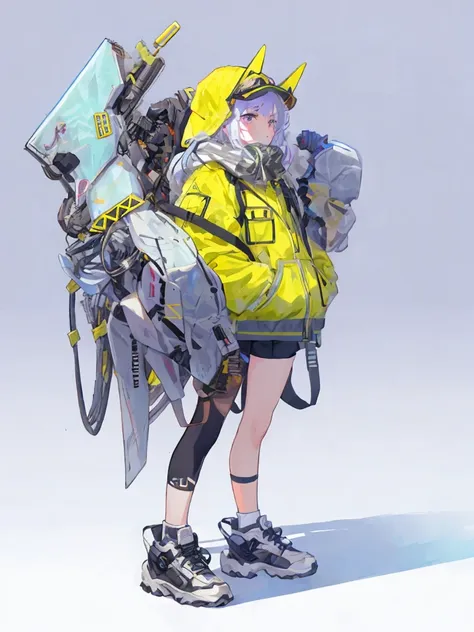 anime character with a backpack and a gun in his hand, cyberpunk anime girl mech, digital cyberpunk anime art, mechanized soldier girl, guweiz on artstation pixiv, girl in mecha cyber armor, by Russell Dongjun Lu, cool mecha style, guweiz on pixiv artstati...