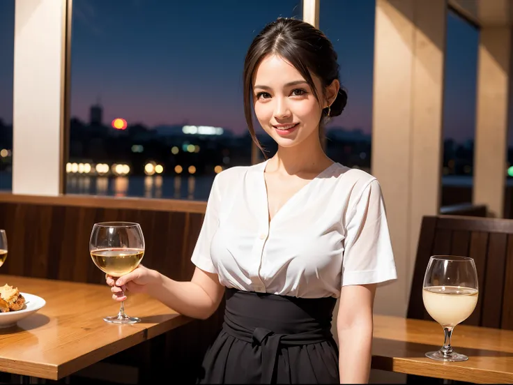 (64K, UHD, top quality, masterpiece: 1.2), (realistic, photorealistic: 1.37), super detailed, pretty woman 1 person, (slim face), (slim body), (brown hair), (short cut), cheeks slightly blushing, (35 years old), 38 years old, solo, beautiful detailed urban...