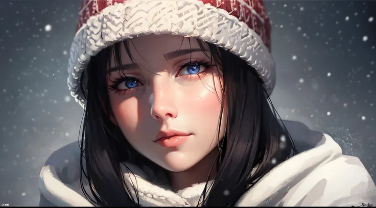 wlop,dalcefo,realistic,painting,fine detailed face,((winter)), cinematic light,