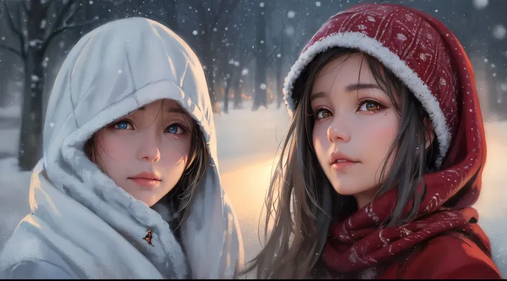 wlop,dalcefo,realistic,painting,fine detailed face,((winter)), cinematic light,