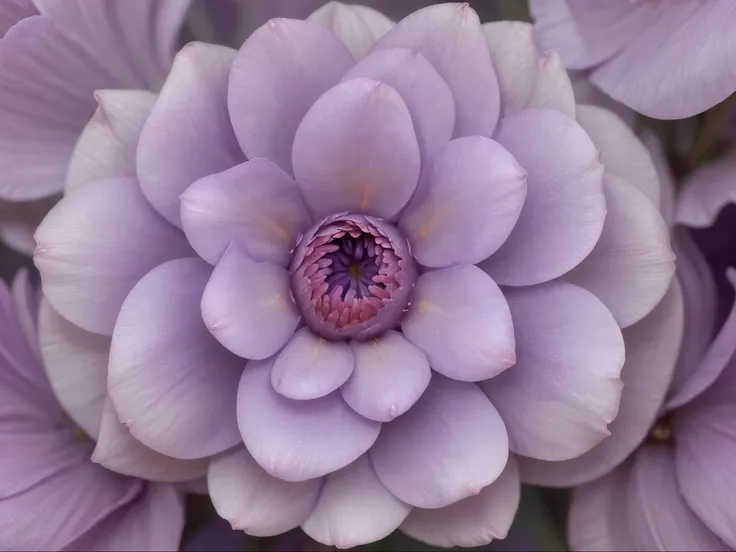 A mesmerizingly vibrant mauve flower, its delicate petals exhibit a subtle gradient from soft lavender to deep magenta. The image portrays a close-up photograph of this stunning floral specimen, capturing the intricate details of its velvety texture and th...