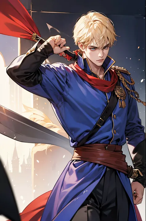 cool awesome swordman, royal looking, western style