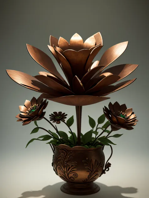 Metal art, metal work, Metal flower carving, metal objects, metal flowers, composition of metal flowers