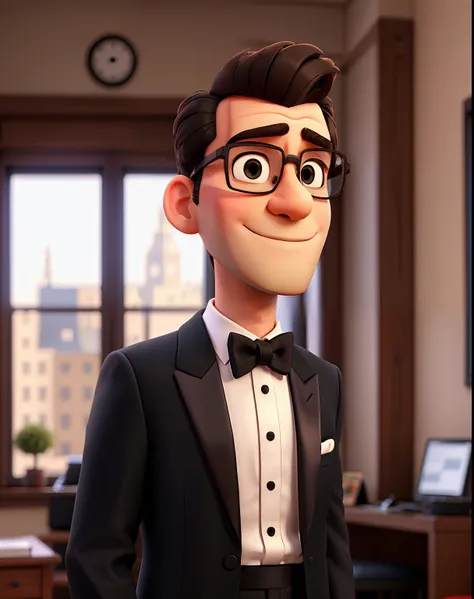 a guy wearing tuxedo, and eye glasses