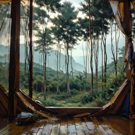 Rainy day in the forest, Indoor View