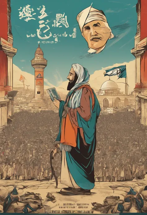 conflicting composition、war between israel and palestine、Gaza Strip、Hamas、Make conflict easy to understand、caricature、America supports Israel、Iran supports Palestine、China controls everything