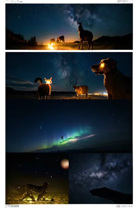 The stars are、Traveling through the night sky、I met various animals。