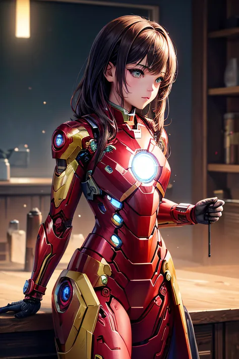 girl, iron man armor, sexi, combat stance, highly detailed, vibrant appearance, creative behavior, imaginative, sensual, spontaneous, small breasts, sexi, highest quality, skin texture, intricate details, (cinematic lighting), RAW photo, 8k, masterpiece,be...