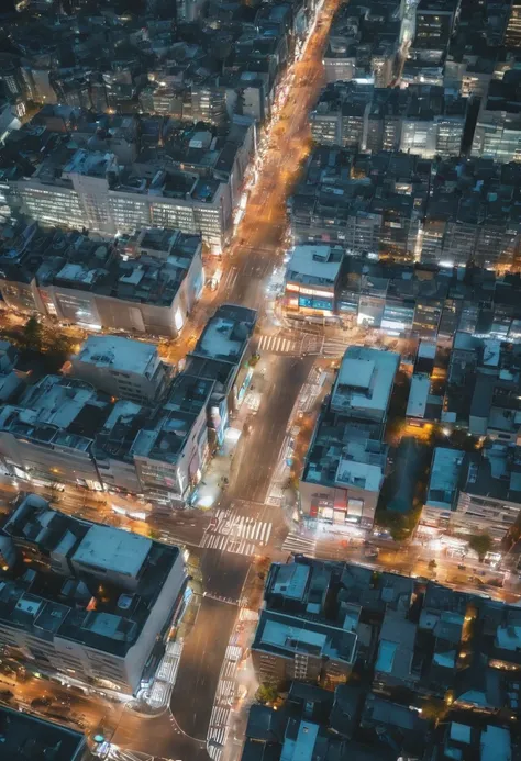 Shibuya in the near future、view from above、Center of Shibuya photographed by drone