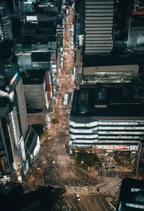 Shibuya in the near future、View from above、Center of Shibuya photographed by drone、Around Shibuya Station、highrise buildings