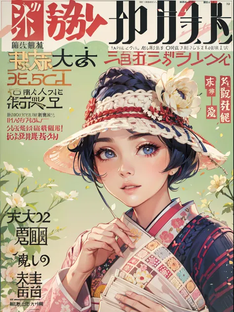 Japanese Modern Girl、Beautuful lady、Crochet hat、bob cuts、Finger Wave、eye shadow、Long dress、Modern Girl Fashion、A detailed face、Old magazine cover