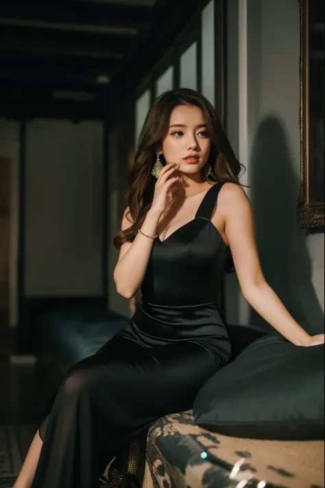 Girl in an evening dress, Black Dress, girl in a dress