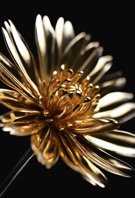 (detailed metallic flower, shiny metallic petals, delicate steel stems, realistic, photorealistic: 1.37), industrial, botanical, craft, ornate design, macro photography, vibrant colors, soft lighting, unique composition, contrasting textures, daylight