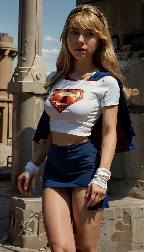 (cowboy shot), sfw, (masterpiece), (best quality:1.0), (ultra highres:1.0), detailed eyes,
BREAK
Supergirl, 1girl, long blonde hair, midair, flying
hairband, (white) crop top, short sleeves, cape, blue pencil skirt, gloves, boots
BREAK
(clouds, city, gorge...