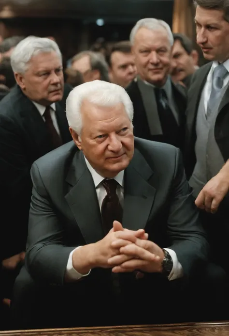 A photo of Yeltsin engaging in a lively conversation with locals at a traditional Russian vodka bar.,The Russian Federation,Yeltsin was of average height, standing at around 5 feet 8 inches (173 cm) tall. He had a sturdy and somewhat stocky build, with a n...