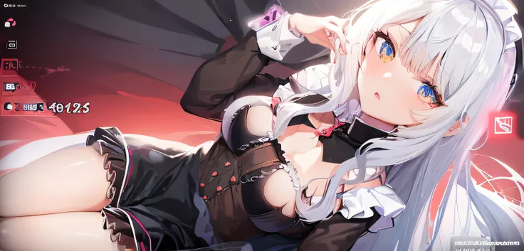 Anime girl lying on bed wearing white shirt and black skirt, from the azur lane videogame, anime girl in a maid costume, splash art anime loli, Marisa Kirisame, Anime cat girl in maid costume, lolth, screenshot from a 2012s anime, screenshot from guro anim...